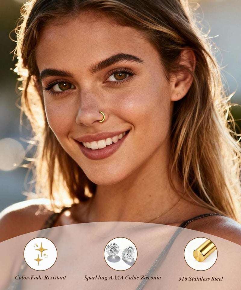 Leocuci Store خواتم أنف للنساء مع حلقات أنف مزينة بالذهب - Image 3